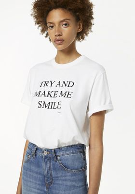 ‘Try And Make Me Smile’ Slogan T-Shirt from Victoria Beckham