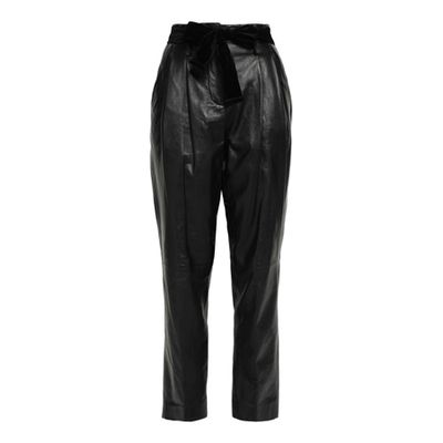 Belted Leather Tapered Pants from Michael Kors