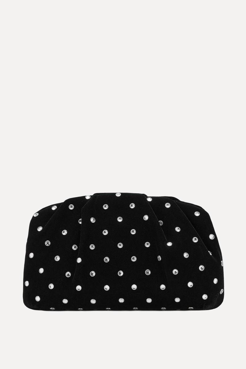 Velvet Clutch With Rhinestones