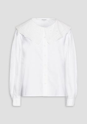 Broderie Anglaise Trimmed Cotton Poplin Shirt from Claudie Pierlot