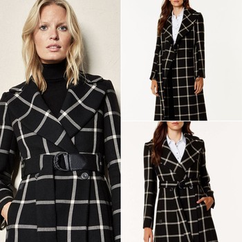 Large Check Midi Coat