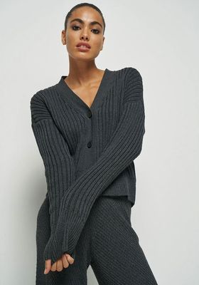 100% Recycled Ribbed Cropped Cardigan