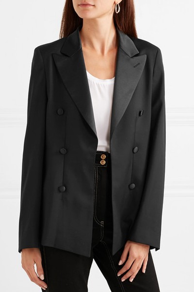 Grayson Silk Satin-Trimmed Wool Blazer from RTA