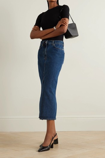 Organic Denim Midi Skirt from LOULOU STUDIO + NET SUSTAIN 