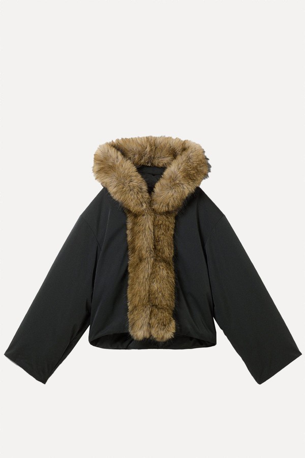 Oversized Puffer Jacket With Faux Fur from Weekday
