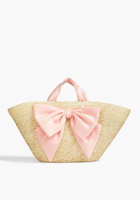 Carlotta Bow Embellished Straw Tote from Eugenia Kim