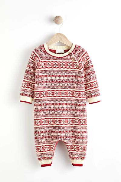 Fairisle Pattern Knit Baby Romper