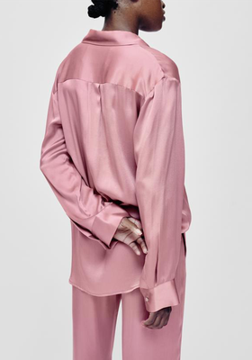London Dusty Rose Silk Pjama Shirt from Asceno