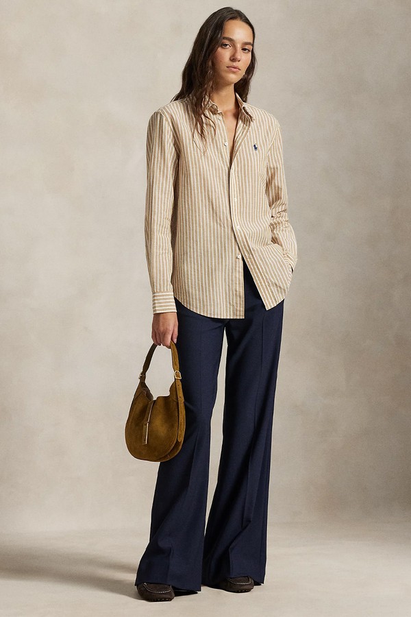 Classic Fit Striped Cotton-Linen Shirt
