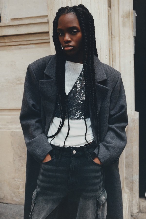 Felt Texture Coat With Belt from Pull & Bear