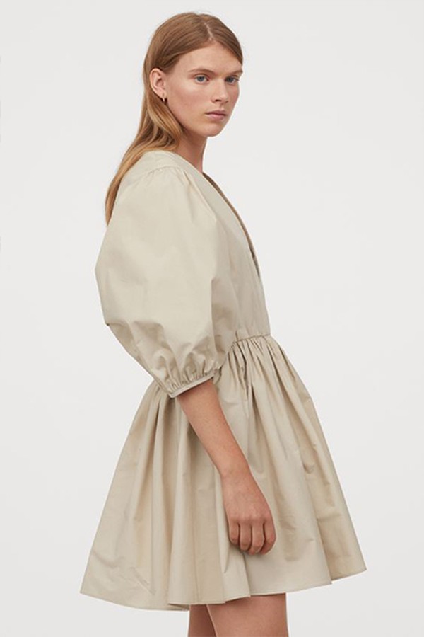 V-Neck Taffeta Dress