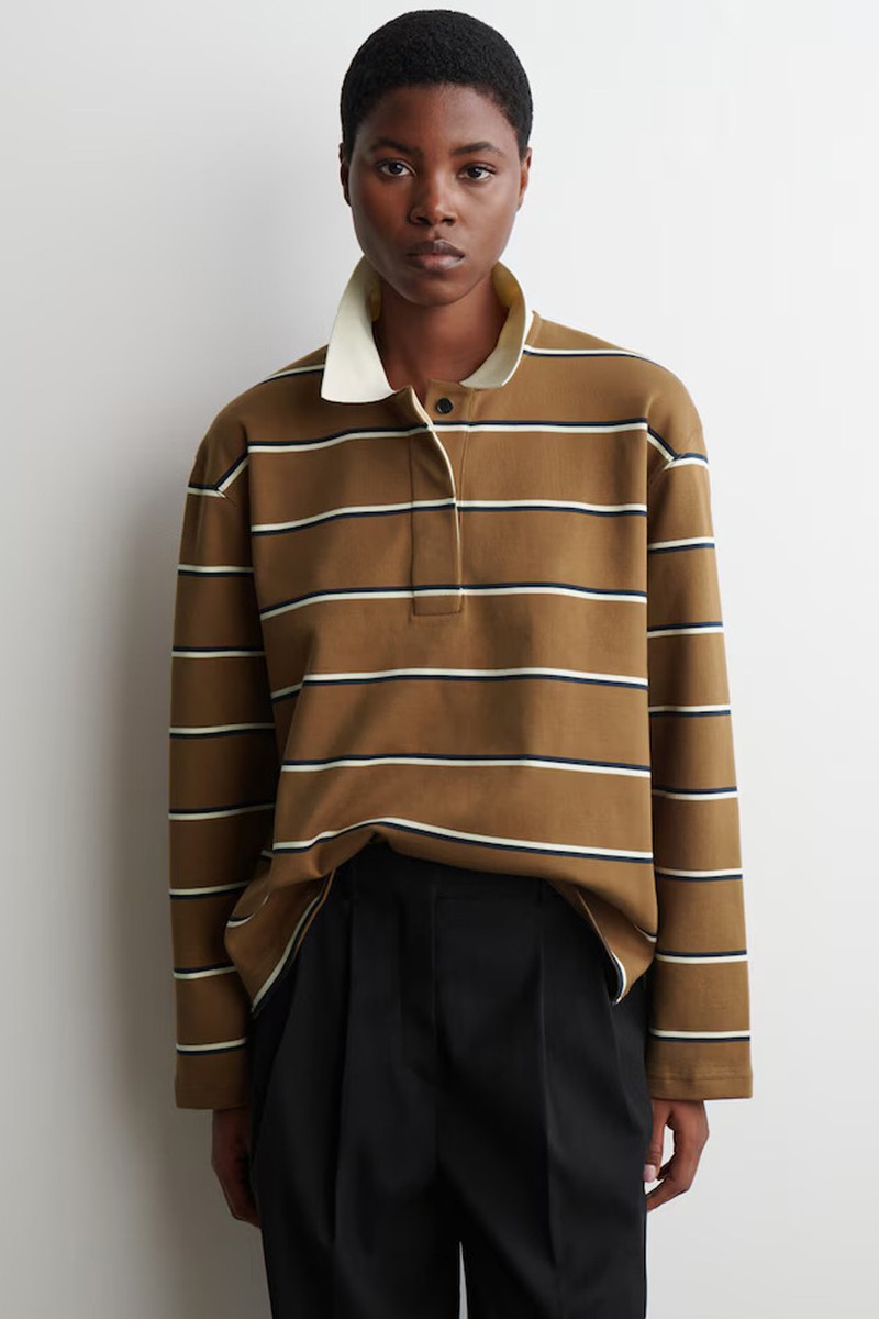 Striped Long-Sleeved Polo Shirt from COS
