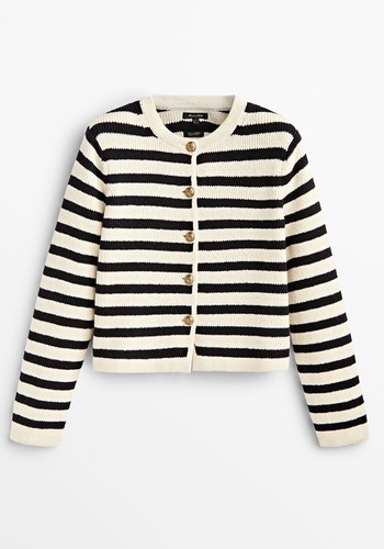 Striped Knit Cardigan With Buttons from Massimo Dutti