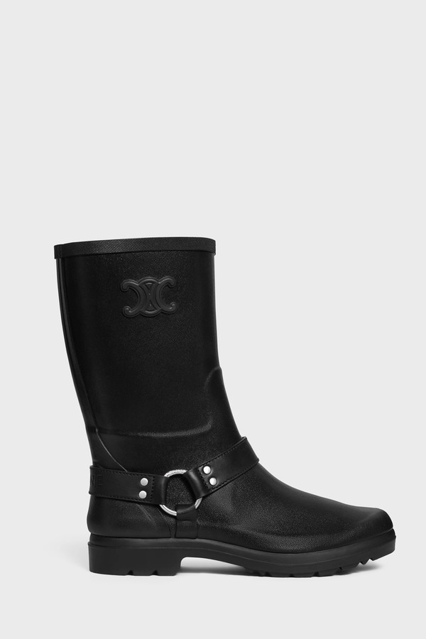 Mid Celine Rain Boots In Rubber And Calfskin from Celine