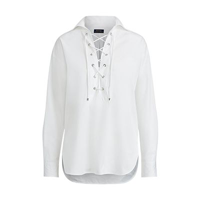 Lace-Up Broadcloth Shirt