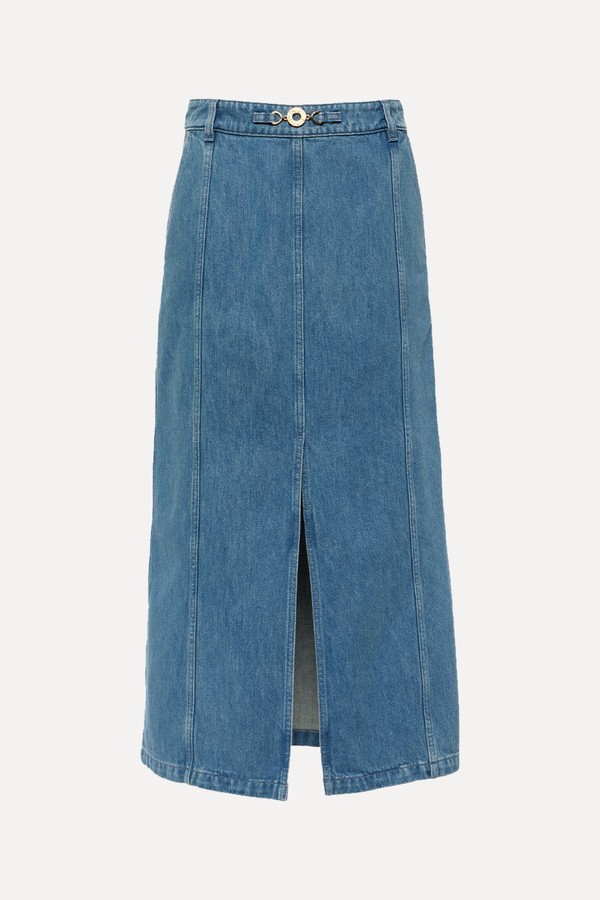 High-Rise Denim Midi Skirt from Patou