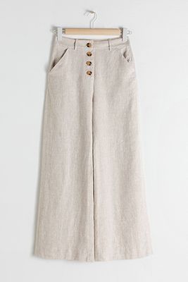 High Waisted Linen Flared Trousers from & Other Stories