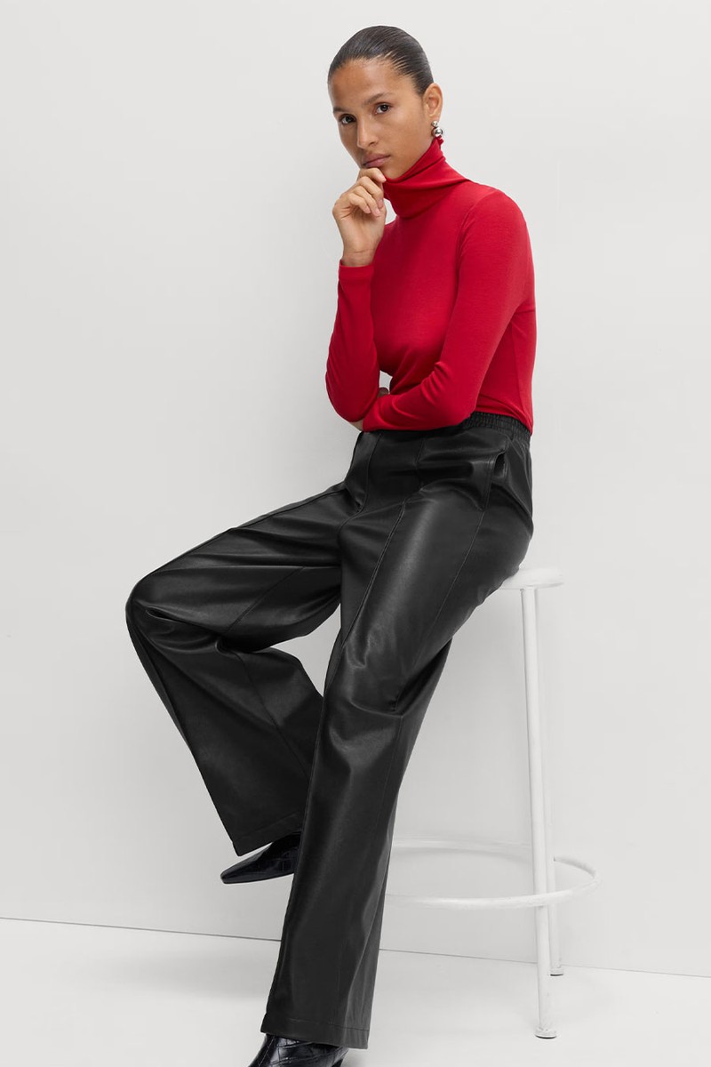 Faux Leather Wide Leg Trousers