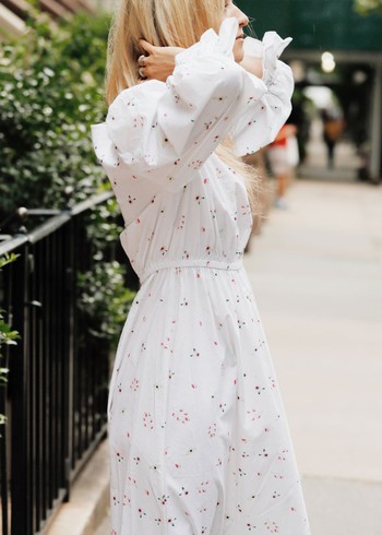 White Floral Print Loose Fit V-Neck Maxi Dress, £54.90