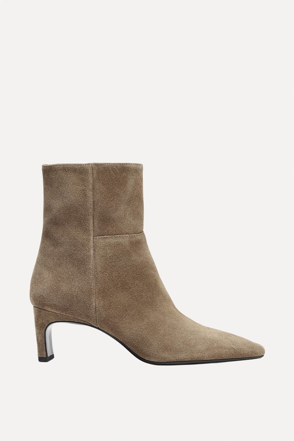 Split Suede Kitten Heel Ankle Boots