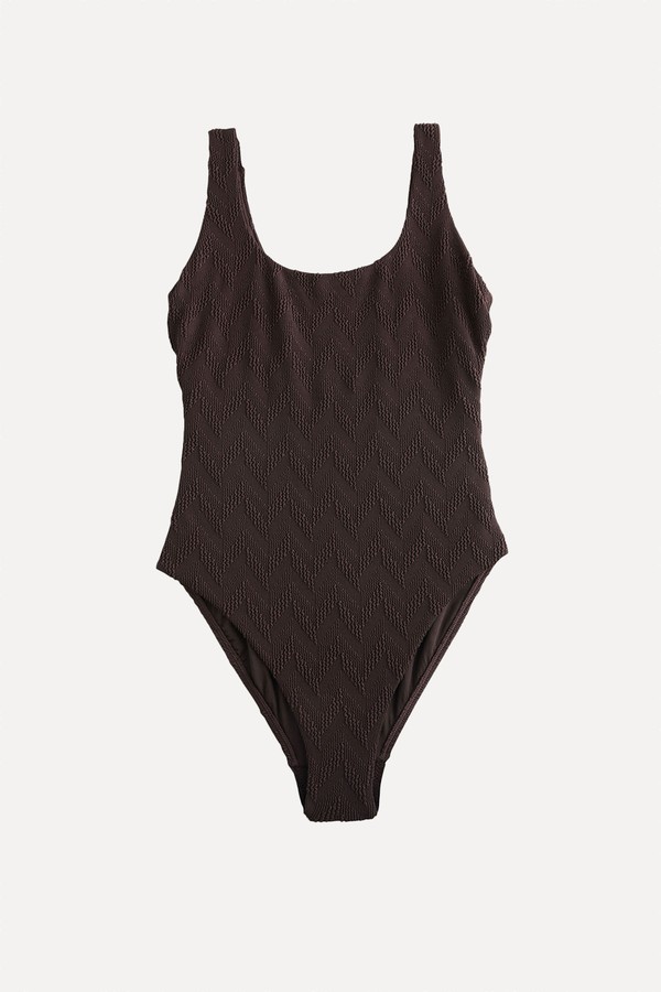 Textured Scoop Neck Tummy Control Swimsuit from Next