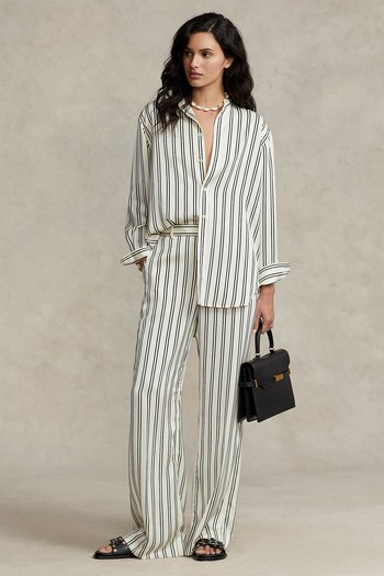 Striped Satin Wide Leg Pant