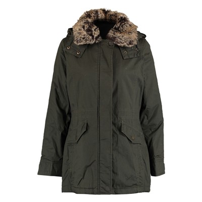 Khaki Parka Faux Fur Jacket