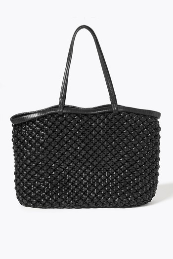 Leather Woven Tote Bag