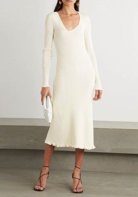 Asymmetric Ribbed Wool-Blend Midi Dress from Jil Sander