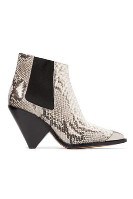 Metal-Trimmed Snake-Effect Leather Ankle Boots from Isabel Marant