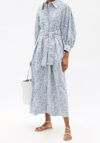 Yvonne Floral-Print Cotton Midi Shirt Dress from Thierry Colson