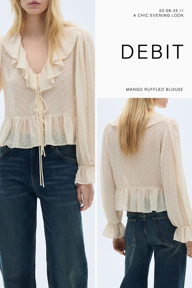 Ruffled Blouse With Bow Closure from Mango