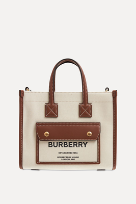 Freya Mini leather-Trimmed Printed Canvas Tote from Burberry