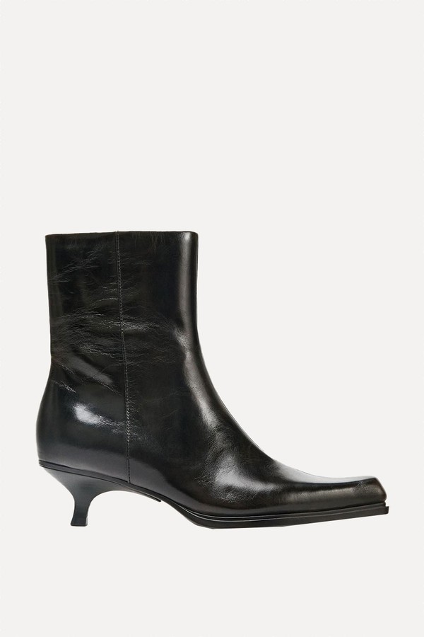 Leather Kitten Heel Ankle Boots from Zara
