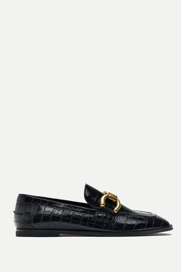 Mock Croc Loafers With Buckle from Zara