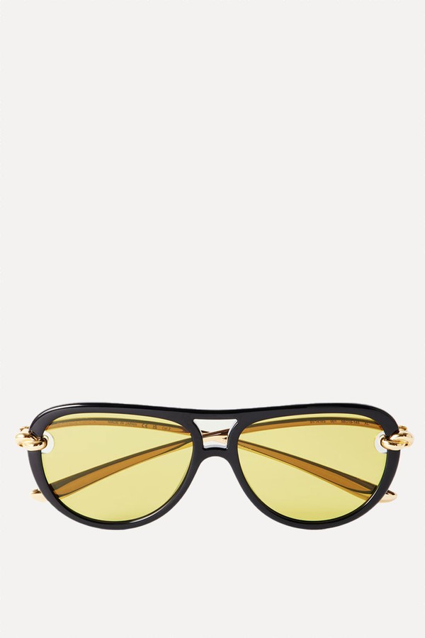 Knot Aviator-Style Acetate & Gold-Tone Sunglasses from BOTTEGA VENETA EYEWEAR