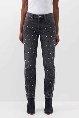 Dulano Faux Pearl-Stud Straight-Leg Jeans from Isabel Marant