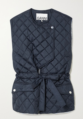 Belted Quilted Recycled Ripstop Gilet from Ganni