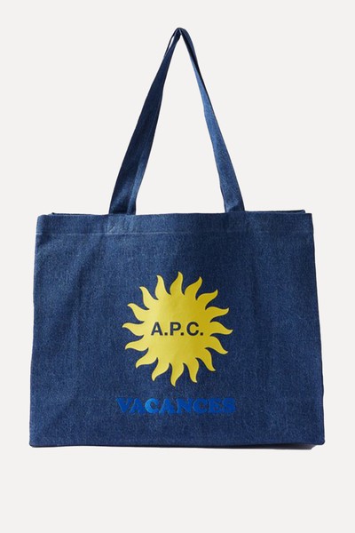 Diane Vacances Logo-Print Denim Tote Bag from A.P.C.