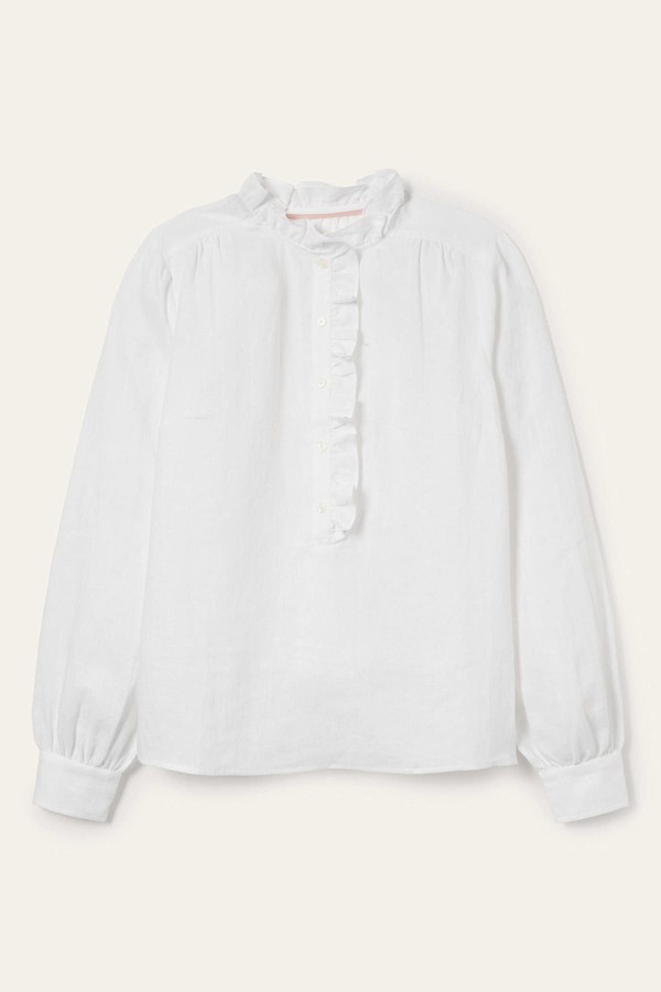 Ruffle Linen Popover Blouse from Boden