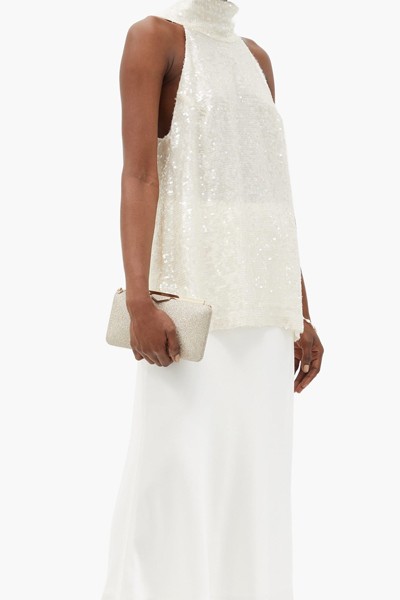 Moonlight High-Neck Sequinned Chiffon Top from Galvan