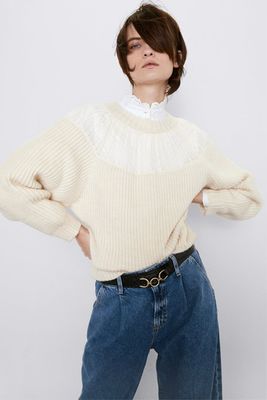 Sweater With Contrasting Lace from Zara