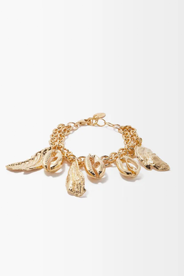 Herode Shell-Charm 24kt Gold-Plated Chain Bracelet from Elise Tsikis