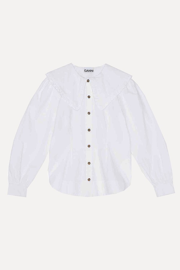 Frill Collar Poplin Shirt from Ganni