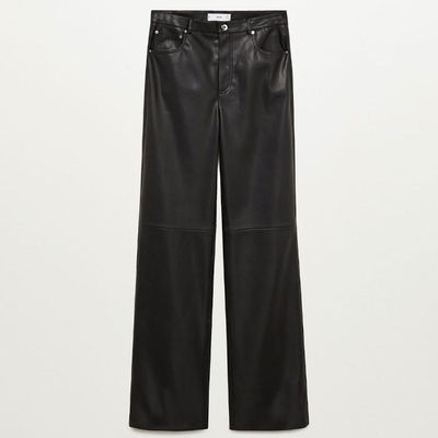 Leather Effect Straight Trousers from Mango