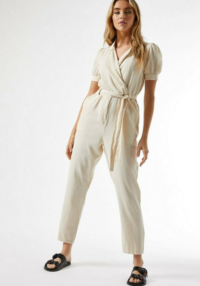 Ivory Short Sleeve Utility Jumpsuit Plain Casual Playsuit from Miss Selfridge