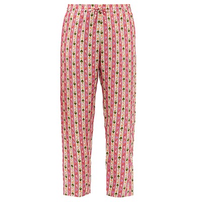 Floral-Striped Silk-Twill Trousers from Muzungu Sisters