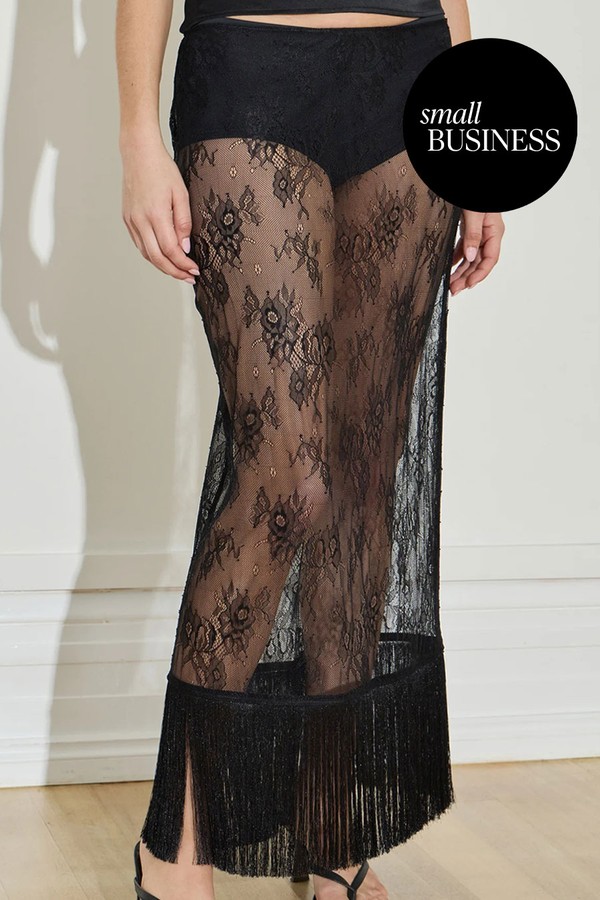 Lace Fringe Skirt from MAISON ESSENTIELE