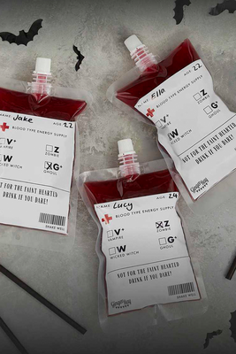 Halloween Blood Bag Drinks Pouches With Straws from Ginger Ray