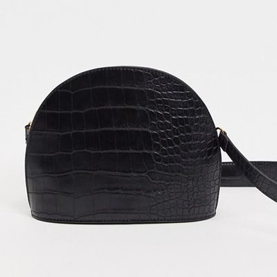 Large Croc Half Moon Cross Body Bag from Asos Design